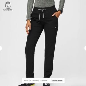 Figs Black Yola High Waisted 2.0 Petite Skinny Scrub Pants